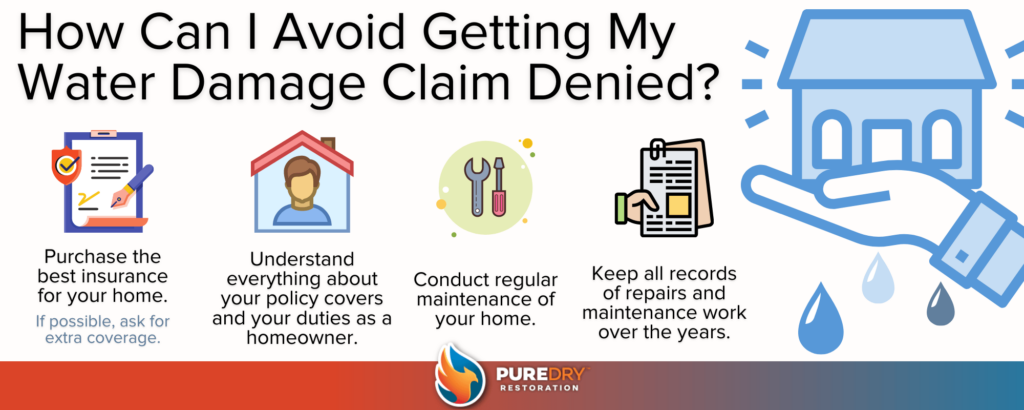 Infograph of how can I avoid getting my water damage claim denied