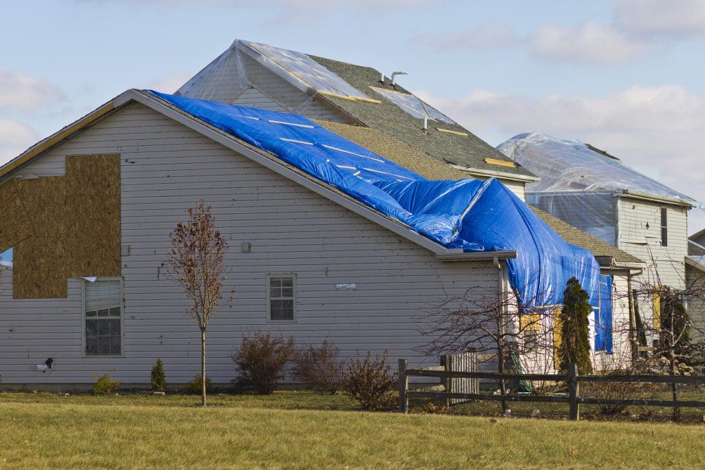 house that suffered from storm damage