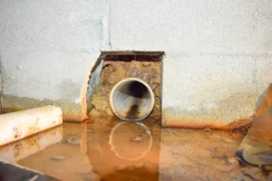 Standing water in crawl space.